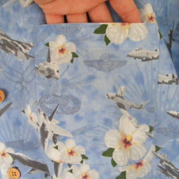 KAMP SHIRT Hawaiian Button Down, XL, Planes, Logos - Picture 5 of 12